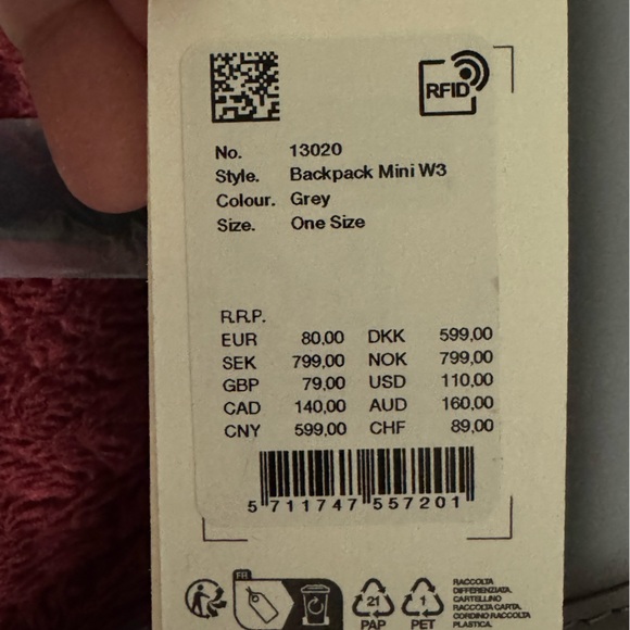 NWT Rains Grey Mini Backpack - Picture 5 of 7